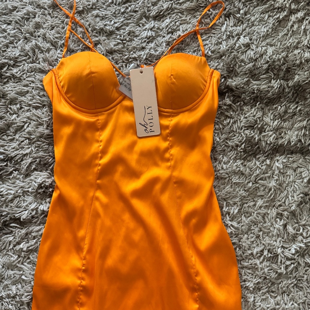 Oh Polly satin orange mini dress